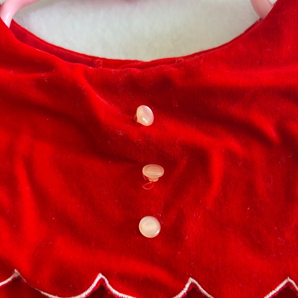Vintage Tiny Tots Toddler Girl's Red Velour Embroidered Sweetheart Dress Size 2 - Picture 2 of 8